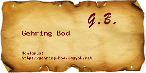 Gehring Bod névjegykártya